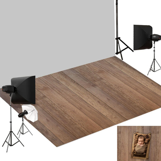 Kate Warm Brown Wood Rubber Photography Floor Mat, Non-Slip Mat Studio Floor Backdrop, Rustic Wood Grain Mat Newborn Photography Drops Photo Studio Props 8X5ft