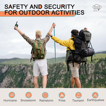 Walkie Talkies Long Range for Adult, MT10 Rechargeable Walkie Talkies FRS Two Way Radio, NOAA, 1200mAh Li-ion Battery USB-C Cable, LED Flashlight, VOX Walkie Talkie for Hiking Camping 2Pack