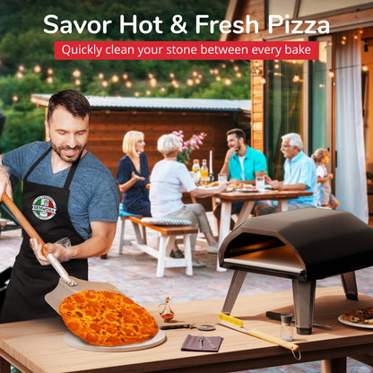 Senwosa Pizza Oven Brush with Stone Scraper - 66 cm - Stainless Steel Bristles, Extra Long Handle, Heat-Resistant - Compatible with Ooni Ovens - Includes Spare Head