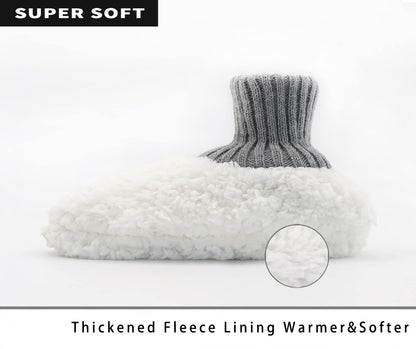 Panda Bros Men's Slipper Socks, Winter Cable Knit Non-Skid Warm Cozy Soft Indoor Socks With Fluffy Sherpa Lined