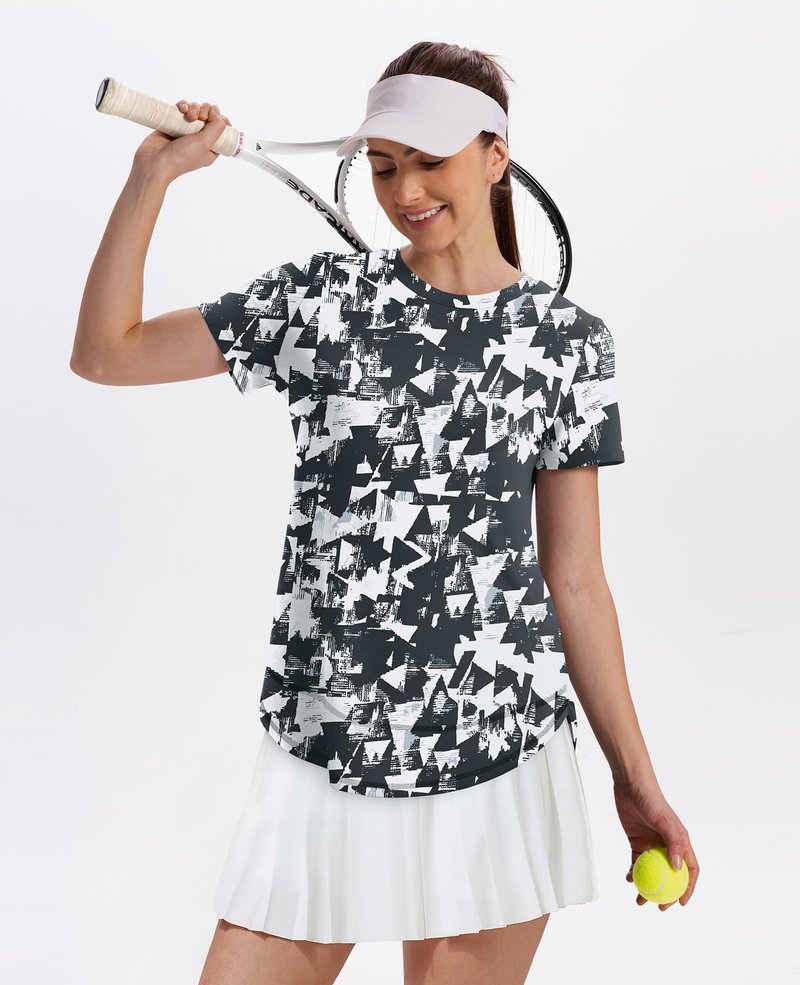 Workout Tops for Women Spring Summer Short Sleeve Golf Outfits Gym Essentials Activewear Running Shirts Blue S