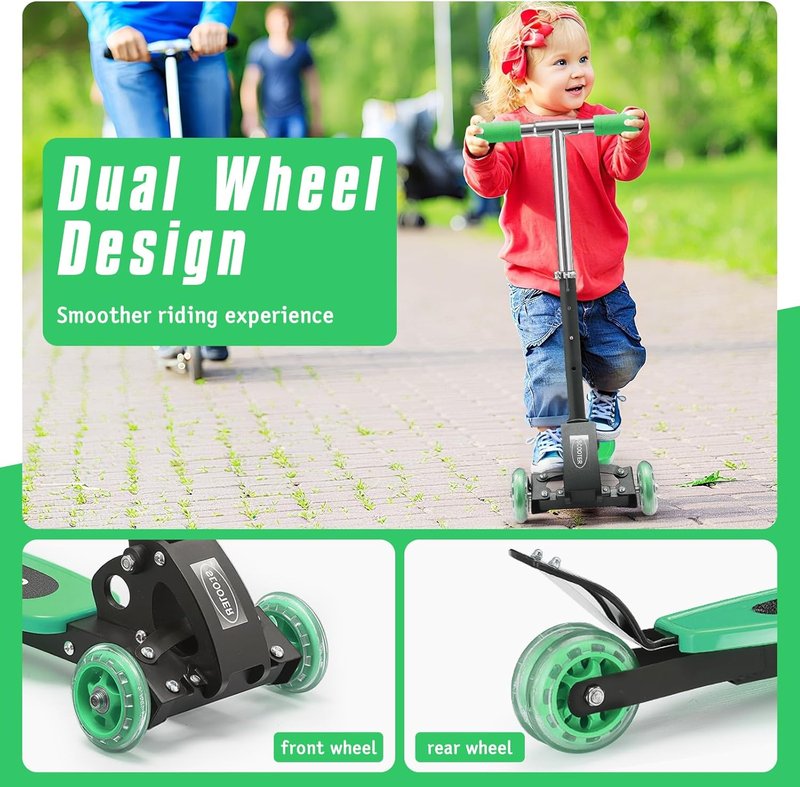 Kids Kick Scooter - 3-Wheel Design for Stability & Safety | Adjustable Height