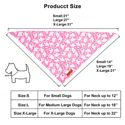 ADOGGYGO Halloween Dog Bandana, Pink Pumpkin Ghost Pet Scarf, Premium Durable Fabric, Adjustable Fit Female Halloween Bandanas for Medium Large Dogs Pets (Large)