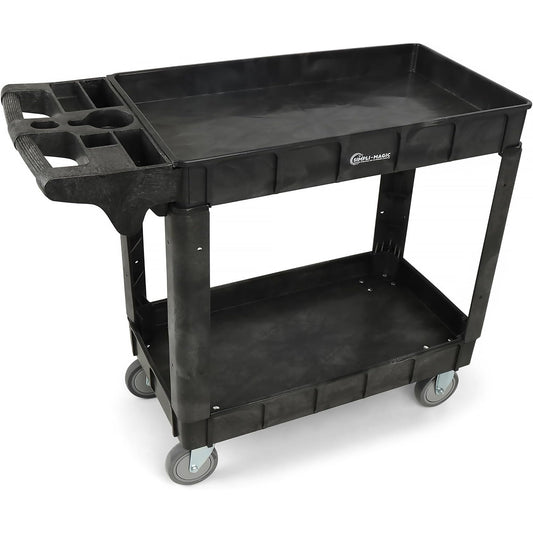 Simpli-Magic Simpli-Magic Rolling Utility Cart on Wheels, Heavy Duty with Ergonomic Handle, Deep Shelfs for Garage, Warehouse, Workshop, 600-Pound Capacity 40x33x17-Inch