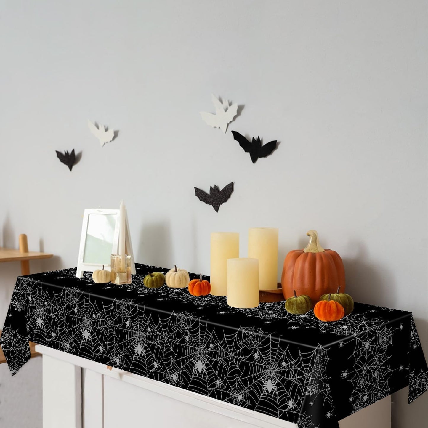 Halloween Tablecloth,2 Pack Disposable Plastic Tablecloth 54"x108" Halloween Decorations,Black Table Cloth for Birthday Decors,Spider Web Table Cover,Party Supplies for Indoor or Outside,Home,Dinner