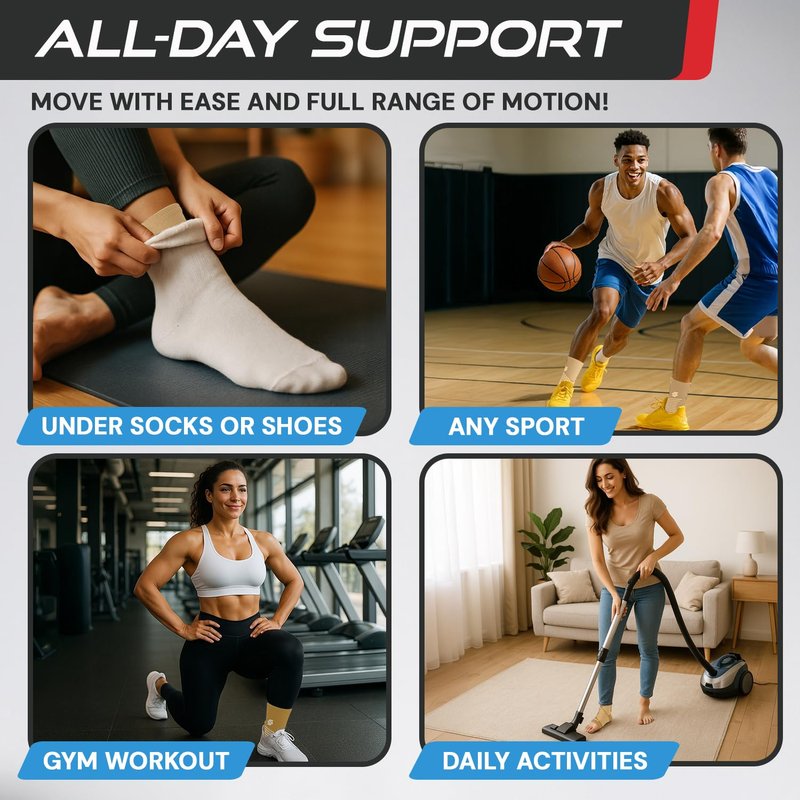 Sleeve Stars Ankle Brace for Women & Men, Ankle Wrap for Sprained Ankle, Compression Sleeve for Plantar Fasciitis Relief, Easy Customizable Support: w/Removable Strap (Single/S:9"-10"/Beige)