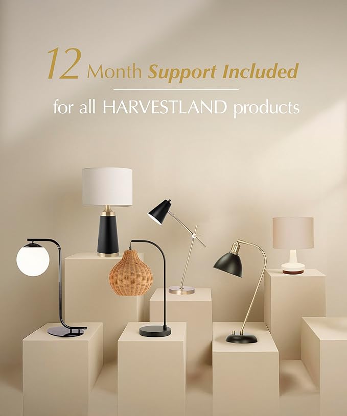 HarvestLand Steady Brass Floor Reading Lamp – Adjustable Standing Lamp with Solid Base, Reading Lamps Floor Standing, Grey Reading Floor Lamp for Living Room or Over Chair Use