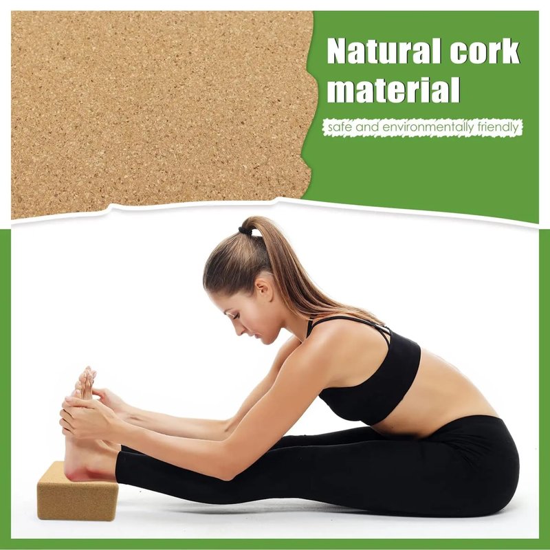 MBKHFLL Cork Yoga Blocks, Natural Cork, High Density with Non Slip Surface, Eco-Friendly Accessories for Women, Ideal for Yoga, Pilates, Stretching…