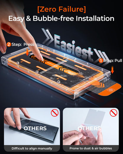 MRGLAS 2+2 Packs for Samsung Galaxy S25 Ultra Screen Protector 6.9'' with Camera Lens Protector [Auto-Dust Removal] [100% Fingerprint Unlock] HD 9H Tempered Glass 10X Military Protection, Zero-Bubble