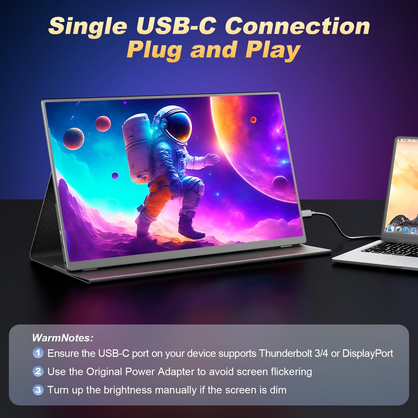 18.5 Inch Large Portable Monitor, 120Hz 1080P FHD IPS Portable Travel Second Screen Display for Laptop/Phone/Xbox PS4/5, 125% sRGB, Dual Speakers, VESA & Smart Cover