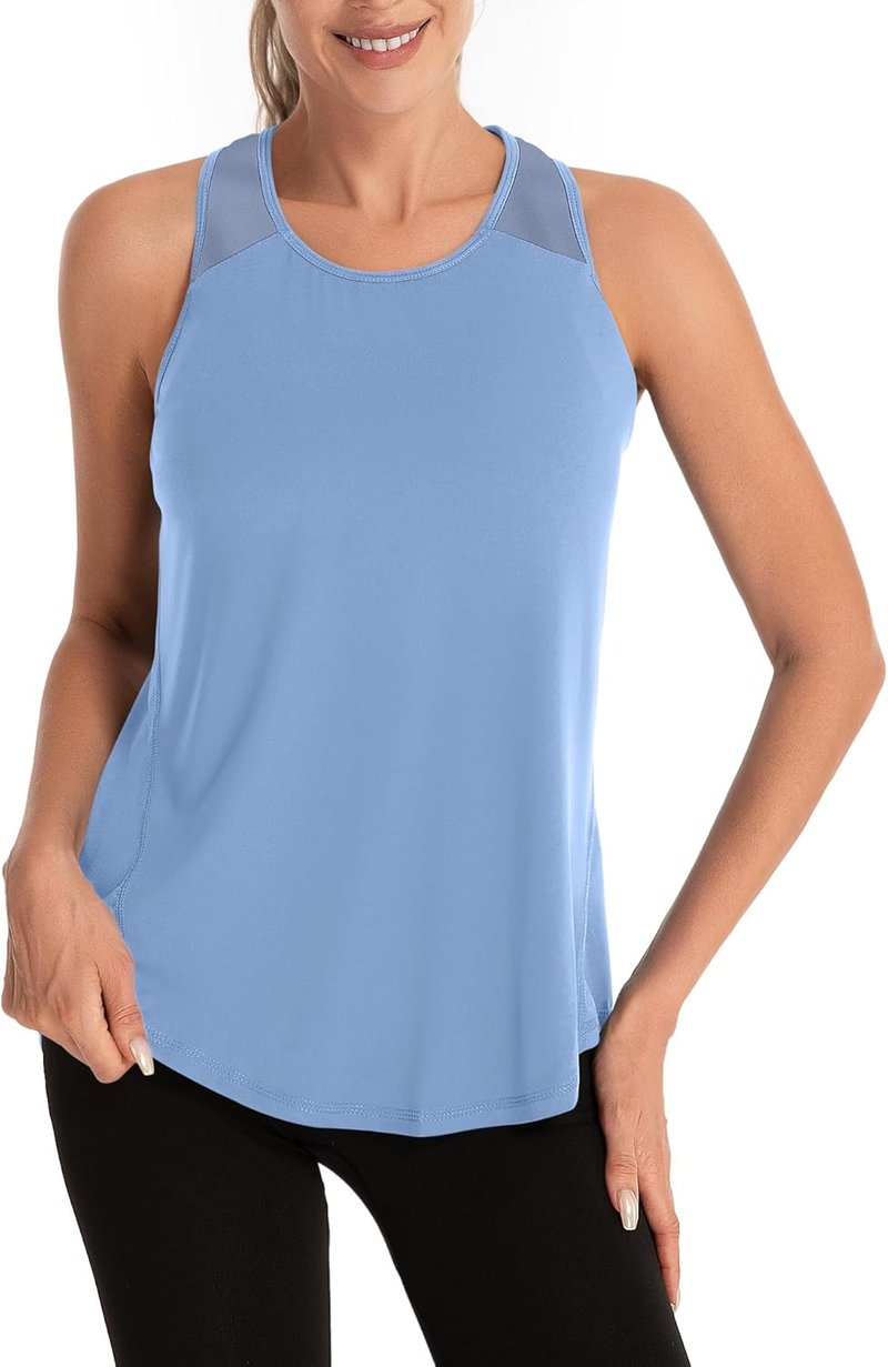 Womens Workout Tops - Racerback Mesh Yoga Tank Shirts | Sleeveless Athletic Gym Wear