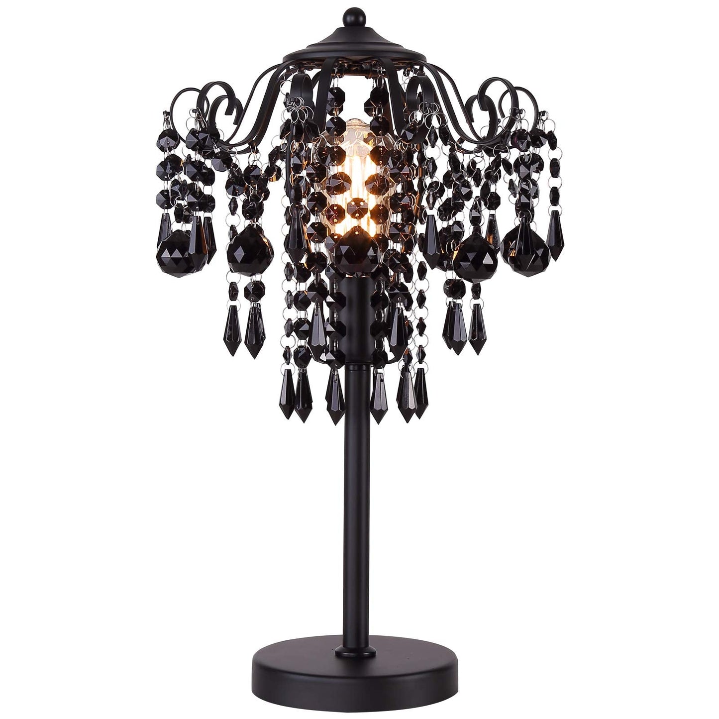 MEIXISUE Small Black Crystal Bedside Table Lamp End Table Lamp Nightstand Lamp Desk Lamps for Bedroom Living Room H20.4'' W12 1-Light E26