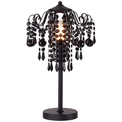 MEIXISUE Small Black Crystal Bedside Table Lamp End Table Lamp Nightstand Lamp Desk Lamps for Bedroom Living Room H20.4'' W12 1-Light E26