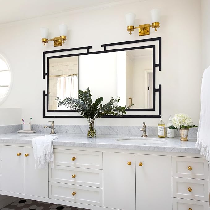 Large Decorative Wall Mirror Full Length, 60"x30", Tempered Black Mirror Wall Decor with Metal Frame for Living Room, Entryway, Bedroom, Horizontal/Vertical