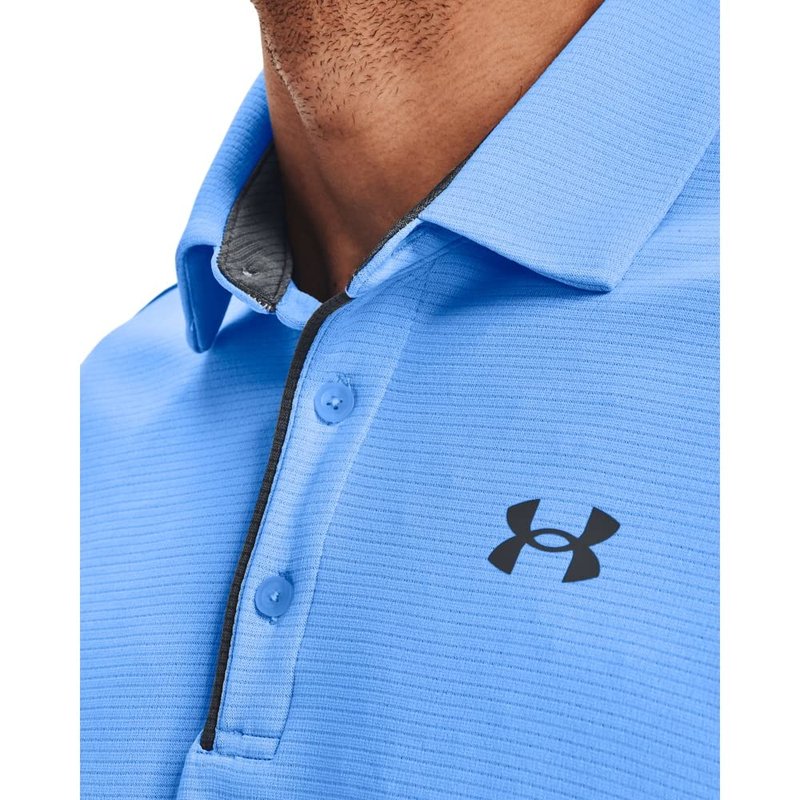 Under Armour Men's Tech Golf Polo, Carolina Blue (475)/Pitch Gray, Small