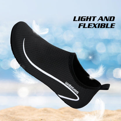 Swim Water Shoes Aqua Socks Barefoot for Sea Beach Swimming Shoes Pool Ladies Women Mens Black Line 6/7 UK
