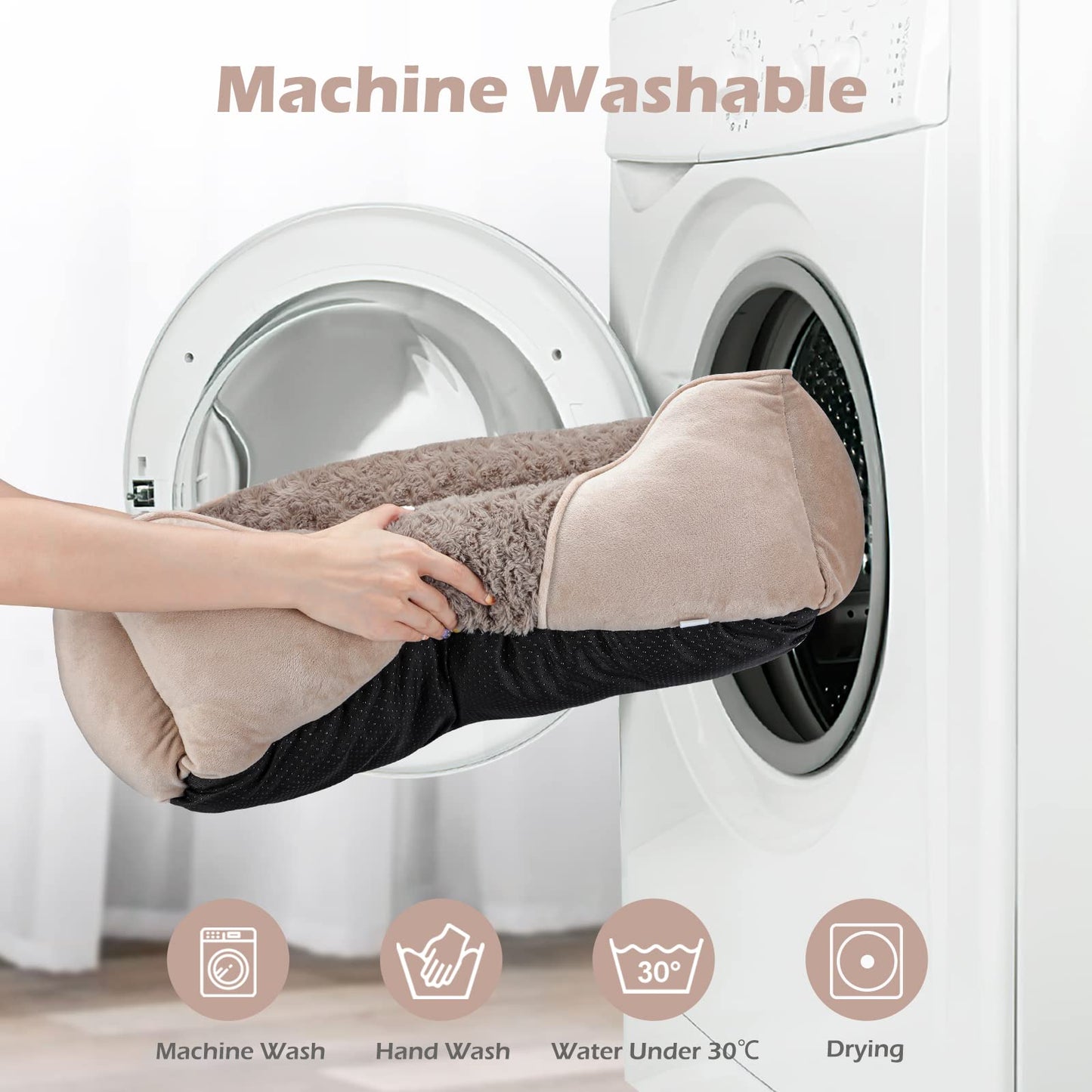 INVENHO Small Dog Bed, Rectangle Washable, Orthopedic, Soft Calming, Durable Pet Cuddler with Anti-Slip Bottom, S(20"x19"x6")