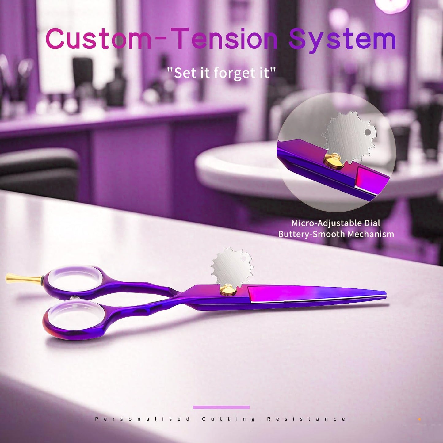 Purple Dragon Purple Hairdressing Scissors Set 5.5 Inch Hair Cutting & Thinning Scissors Kit for Men Women Kids Home Salon Barber