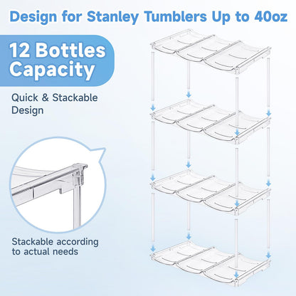 Stackable Water Bottle Organizer for Stanley 40 oz Tumbler, Water Bottle Holder for Cabinet, Pantry Kitchen Organizers and Storage for Stanley Cup Accessories, Tumbler Organizer and Wine Rack, 3Pack