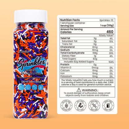 Edible Halloween Jimmies Sprinkles, Halloween Sprinkles, White, Purple, Orange, and Black sprinkles, Jimmy for Decorating, Perfect for Cake, Cupcake, Macaron, Baking, Ice cream, and Cookies(120g/4.23 oz)
