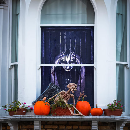 FUN LITTLE TOYS Halloween Female Ghost Curtain, Window Door Cover, Sticker for Halloween Decoration, Party Decors (Female Ghost-2)