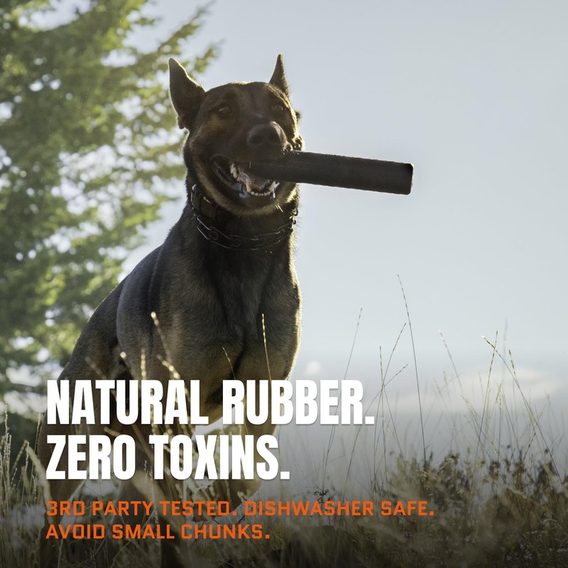 Monster K9 Chew Stick | Virtually Indestructible. Lifetime Guaranteed. | USA Made | VULCRON™ Natural Rubber | Durable, Heavy Duty Tug & Fetch Dog Toy for Aggressive Chewers | Med/Large Breeds, 9x1.75”