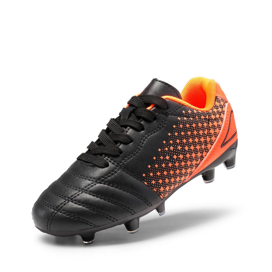 DREAM PAIRS Boys Girls Outdoor Sport Football Shoes Soccer Cleats for Little/Big Kid,Size 2 Little Kid,Black/Orange,SUPERFLIGHT-1K
