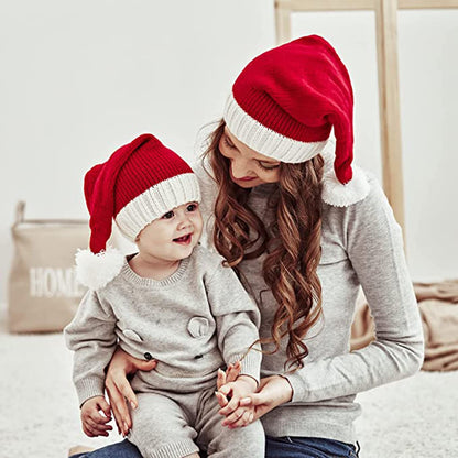 Santa's Knit Beanie Winter Hat - Soft Family Matching Xmas Christmas New Year Gifts for Women - Multicolor