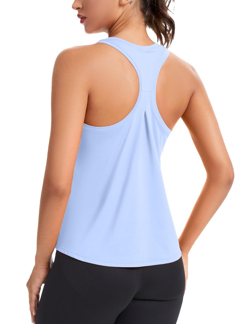 MathCat Women's Workout Tank Tops Racerback Sleeveless Tops Loose Fit Yoga Shirts Athletic Running Tank Top for Women Light Blue
