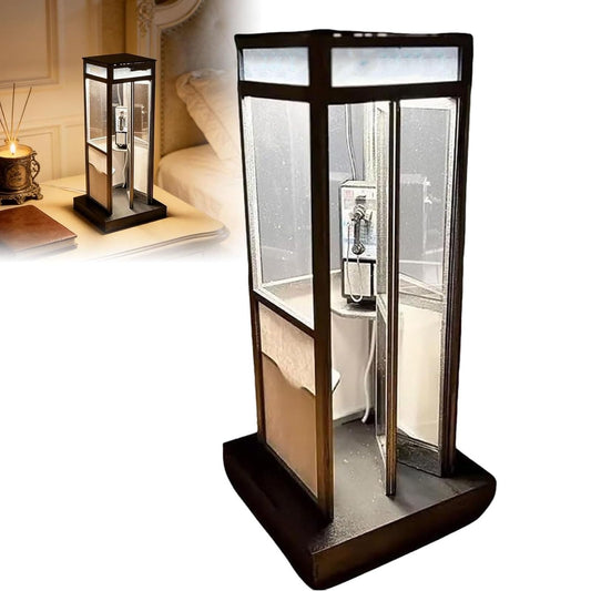 Retro Vintage Tall Phonebooth Lamp, Retro British Phone Booth Floor Lamp, Classic Telephone Booth Table Lamp with Warm LED Light for Bedroom, Office, Unique Home Decor Gift (1pcs)