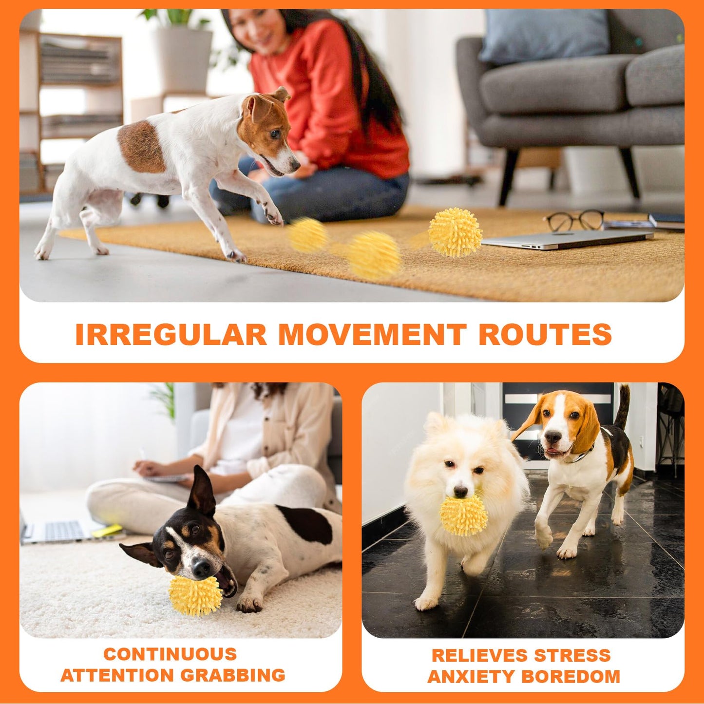 BABORUI Interactive Dog Toys, Moving Dog Toy Ball with Cover, Self Rolling Dog Ball for Small/Medium/Large Dogs, Automatic Dog Toys to Keep Them Busy (Large Blue)