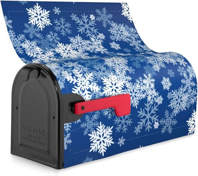 DADABULIU Mailbox Covers Snowflake Blue Winter Christmas Magnetic Letter Post Box Cover Standard Size 21 x 18 Inch Garden Yard Home Decorative