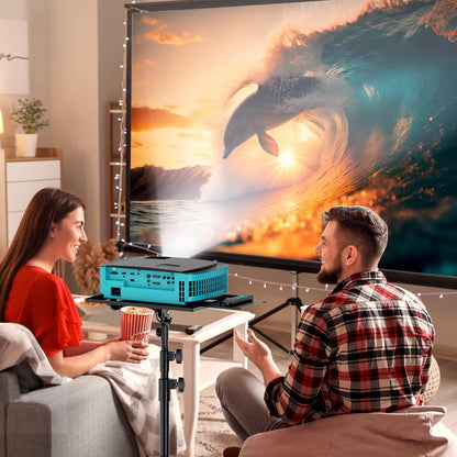 GZGDLJQ Projector Stand with Wheels, Laptop Tripod from 29" to 69" with Mouse Tray, Adjustable Height DJ Racks Stands with Gooseneck Phone Holder, for Office, Home, Stage, Studio, 1 Pack Black