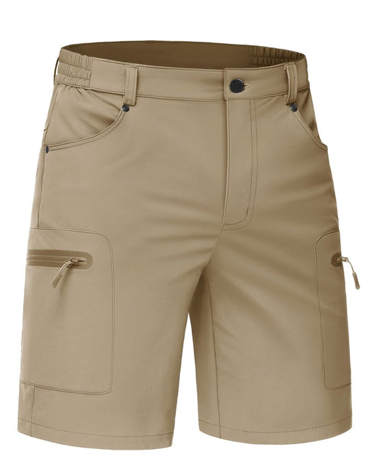 TACVASEN Mens Hiking Cargo Shorts 10 Inch Inseam Dry Fit Water Resistant Casual Summer Khaki Shorts with Zipper Pockets for Outdoor Golf