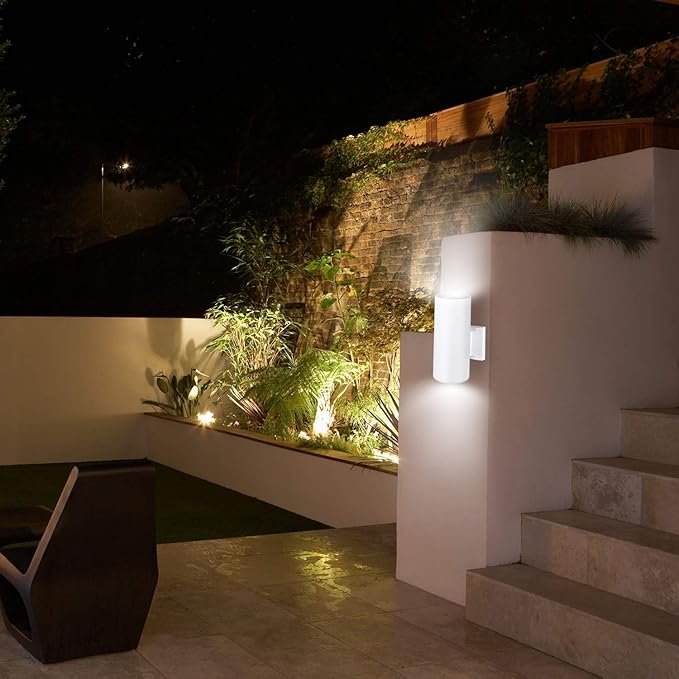 Dusk to Dawn Sensor Outdoor Wall Light, Exterior Lighting - ETL Listed, Die-Casting Aluminum Waterproof Wall Mount Cylinder Design - Up Down Light Fixture for Porch, Garage, Garden and Patio