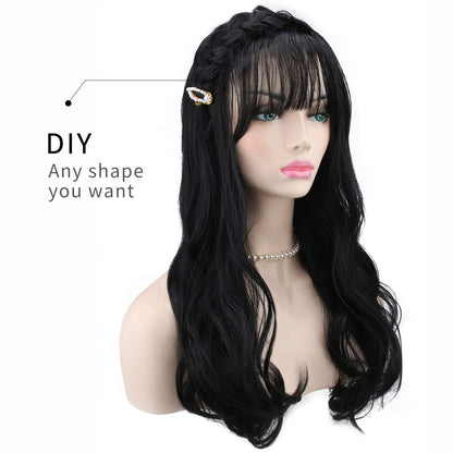 Akstore 28 inch Fashion Wigs Long Wavy Curly Hair Cosplay Wig & Wig Cap (Black)