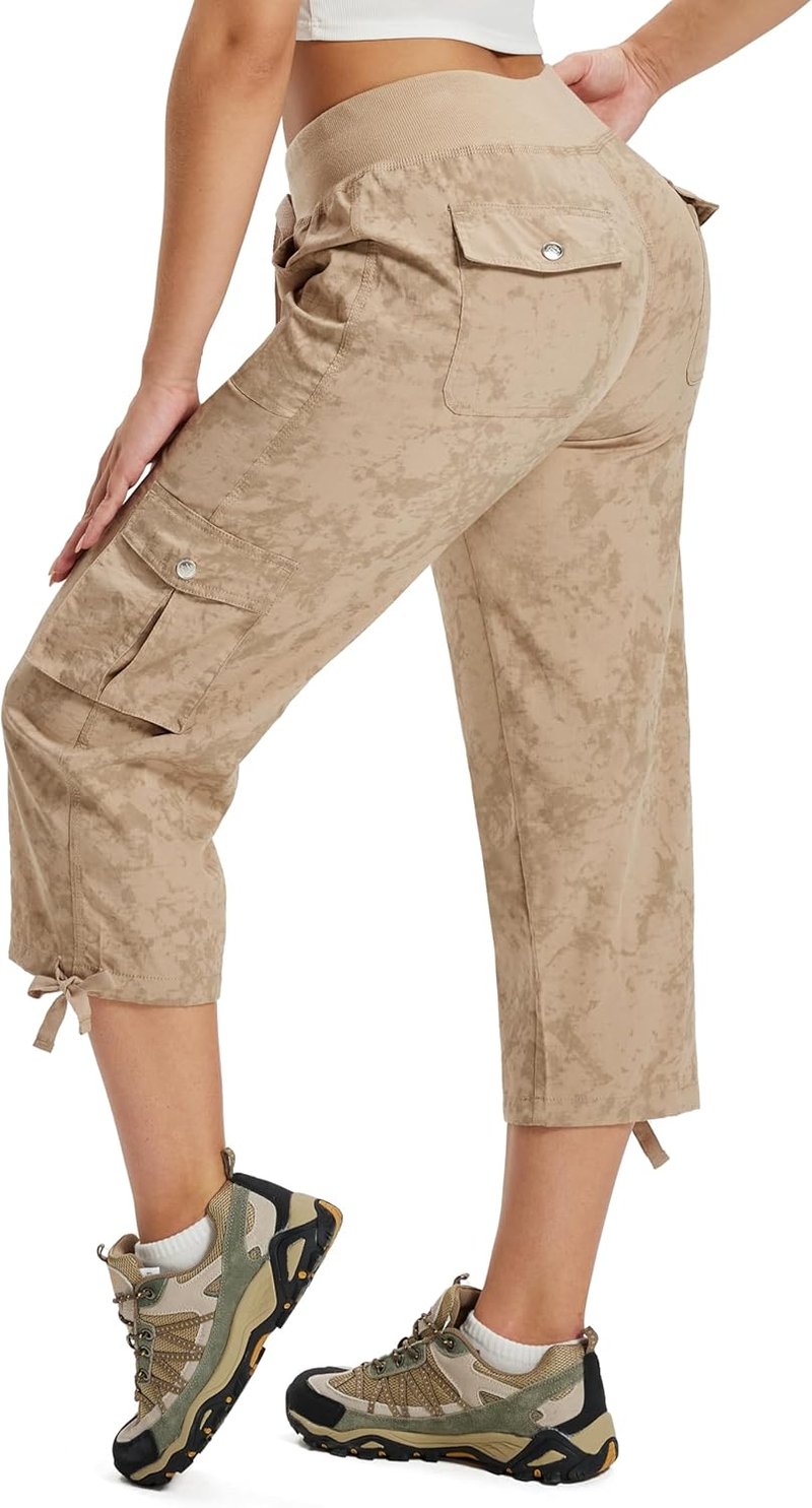Womens Capris with Pockets - Lightweight Casual Cargo Pants | Loose Fit for Hiking
