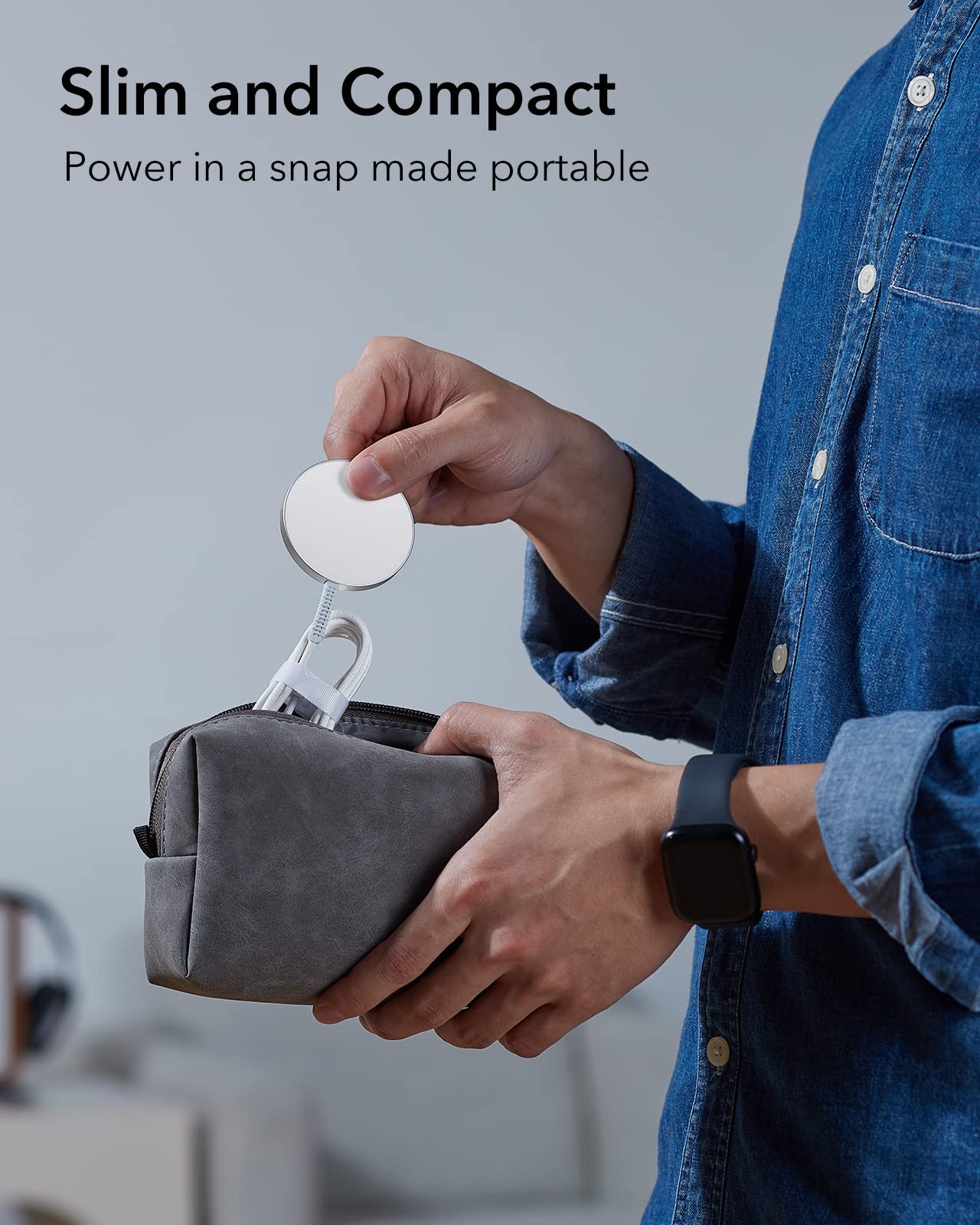 ESR for MagSafe Charger 15W Wireless Charger for iPhone 16 Pro Max/16 Pro/16/16 Plus/15/14/13/12 Apple Magnetic Charging Pad for AirPods 4/3/Pro/Pro 2 Galaxy S25 Series with Dual USB A/C Ports, Silver