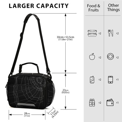 Glaphy Cobweb Lunch Bag Insulated Black Spiders Web Lunch Box Cooler Cooling Tote Food Container for Men Women Kids Adults