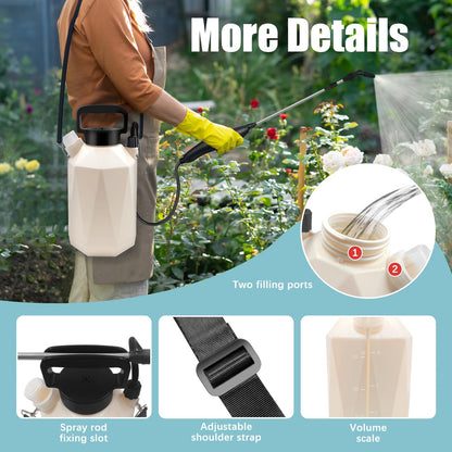 Battery Powered Garden Sprayer, 1 Gallon Electric Sprayer in Lawn with USB Rechargeable Handle, Retractable Wand, 3 Mist Nozzles, Yard Water Pump Sprayers with Adjustable Shoulder Strap for Gardening