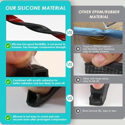 Bantie 20FT Weather Stripping Door Seal - Self Adhesive Weather Insulation Strip Weatherstripping Silicone D Shaped Seal Strip Door Frame Gap Filler/Window Soundproofing