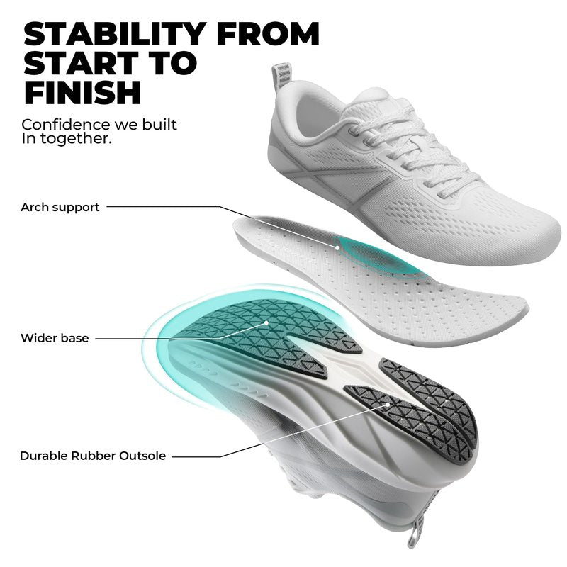ALLSWIFIT Women's Road Running Shoes Cushion Tennis Shoes Non-Slip Comfortable Lightweight Gym Workout Athletic Arch Support Walking Sneakers Active5K,Size 7,White,AWUMRS2503