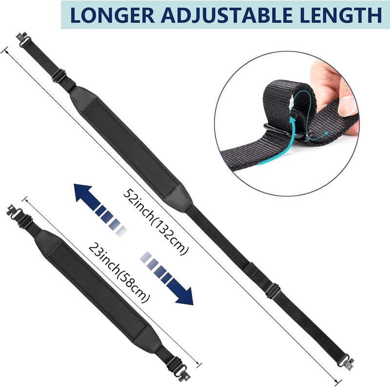 EZshoot Sling with Swivels, Comfortable Neoprene Padded, Length Adjustable Sling for Outdoors Black