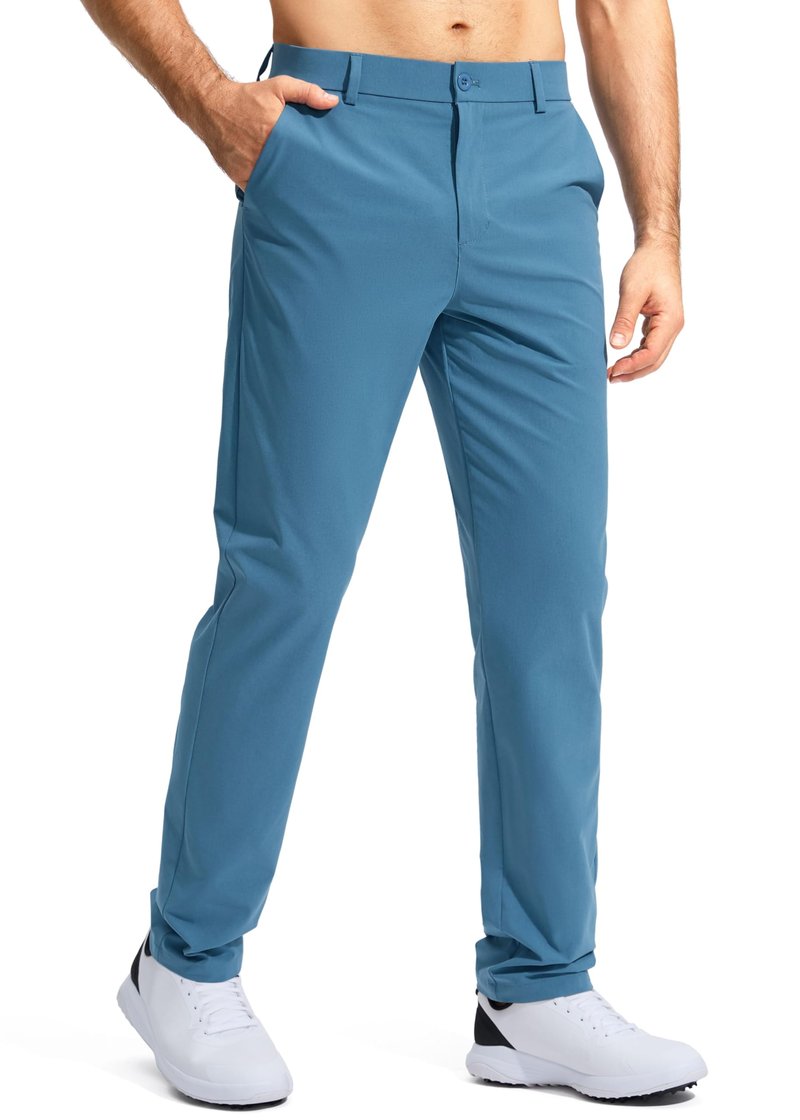 Pudolla Men's Golf Pants Stretch Work Dress Pants Men's Dress Pants 32 Lightweight Quick Dry Trousers with Pockets(Stone Slab Blue 35Wx32L)