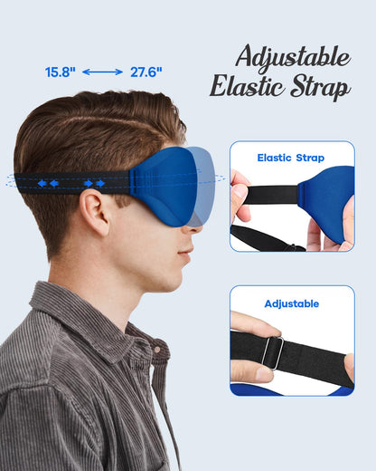 Sleep Eye Mask for Men Women, 3D Contoured 100% Blackout Eye Mask for Sleeping with Adjustable Strap, Soft and Comfortable Night Blindfold, Shade Cover for Travel Shift Work Nap, Black