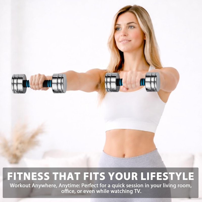 Steel Dumbbells - Ultracompact Adjustable Chrome Weights with Foam Handles | 5lb to 50lb for Home Gym Workout