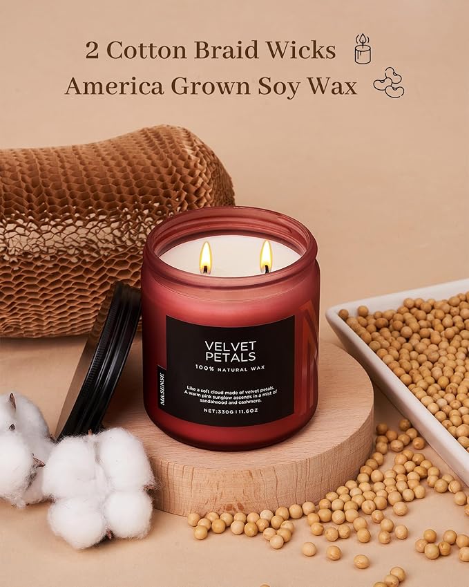 M&SENSE Sandalwood Floral Soy Candles for Home Scented, Organic Natural Soy Wax 11.6oz 70 Hour Long Lasting, Luxury Floral Scented Candle Gifts for Women
