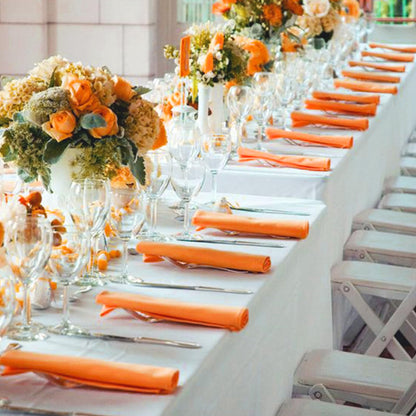 Thanksgiving Cloth Napkins Set of 4, Orange Fall 100% Cotton Dinner Napkins 18x18 Inches, Washable With Hemmed Edges, Reusable for Table Decor, Events, Weddings