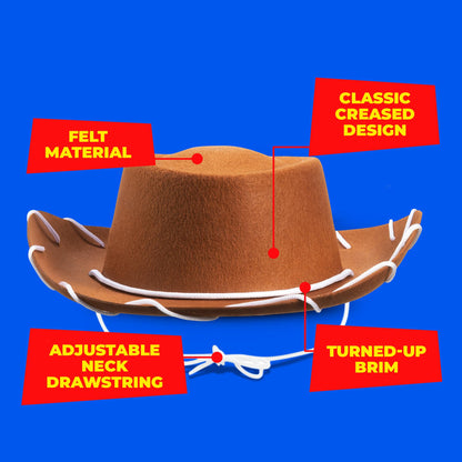 Brown Felt Kids Cowboy Hat - (pack Of 2) Western-themed Children's Cosplay Costume Accessory Prop For Party Favor Supplies, Toddler Cowboy Hat For Playing Dress-up Costume For Young Boys And Girls
