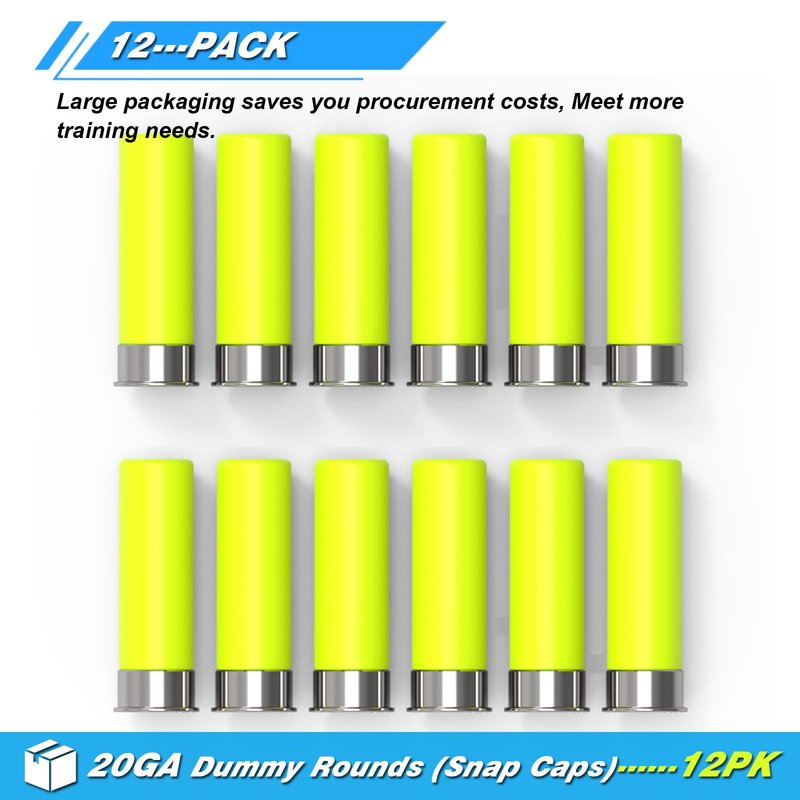 Artemis 20GA Snap Caps Dummy Rounds - Closed Weight & Precise Size for Safe Firearm Training, Fault Diction Test and Dry Fire Practice 12 Pack